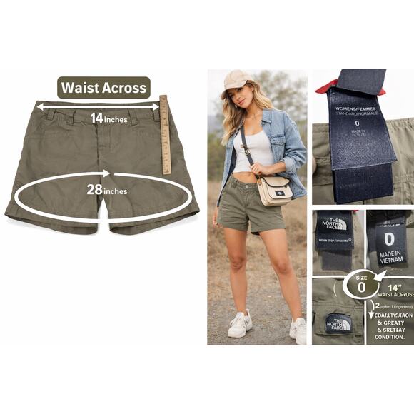 The North Face Wns Hiking Shorts Size 0 Khaki Outdoor Utility Hiking Gorpcore - Picture 4 of 9